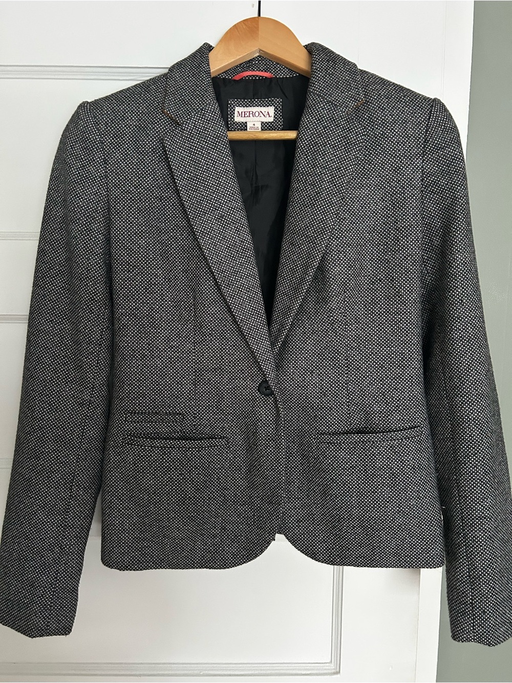 Merona Black & White Tweed Single-Button Blazer